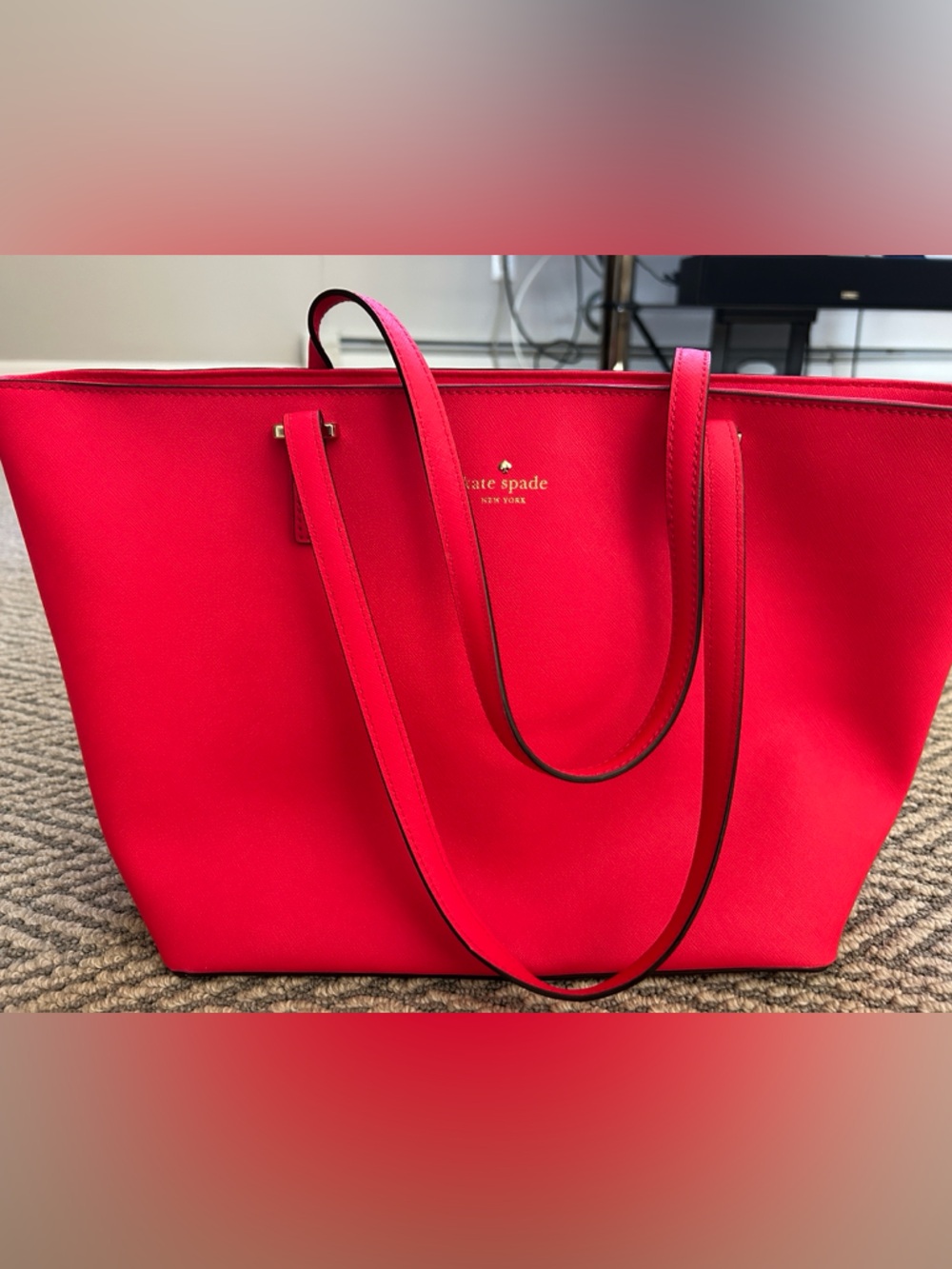 kate spade bright red structured tote